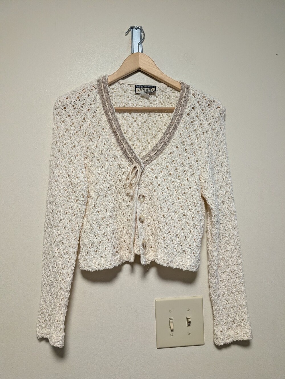 Wrapper Crochet Cardigan Medium USA Cotton Boho Cottagecore